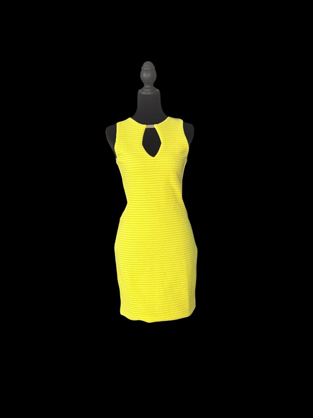Vera and Lucy Yellow Textured Bodycon Dress with Cutouts - Size M